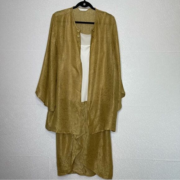 Oscar De La Renta Vintage Gold Two Piece Dress Set 10 - Picture 1 of 13